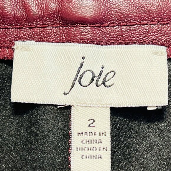 NWT $148 Joie Women's Stretch Mid Rise Straight Faux Leather Burgundy Pants Sz 2 - Picture 7 of 13